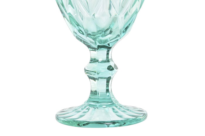 DKD Home Decor Juego de 6 Copas de Cristal Grabadas Turquesa 325ml