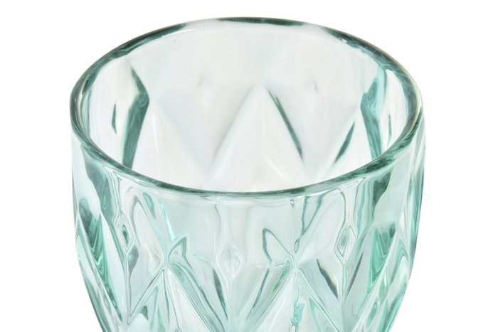 DKD Home Decor Juego de 6 Copas de Cristal Grabadas Turquesa 325ml