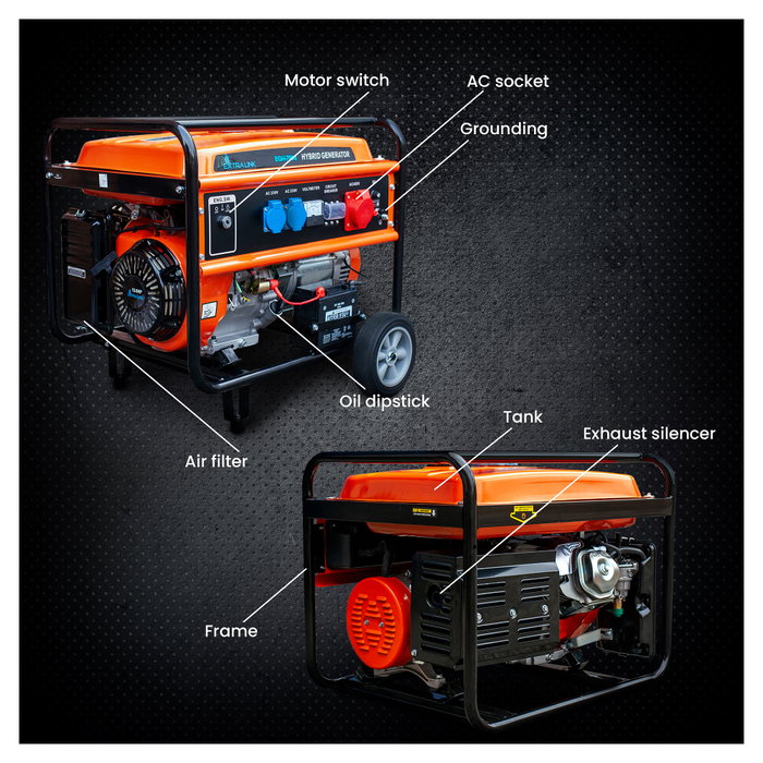 Extralink Generador de energía EGH-7000 7000 W 25 L Negro, Naranja