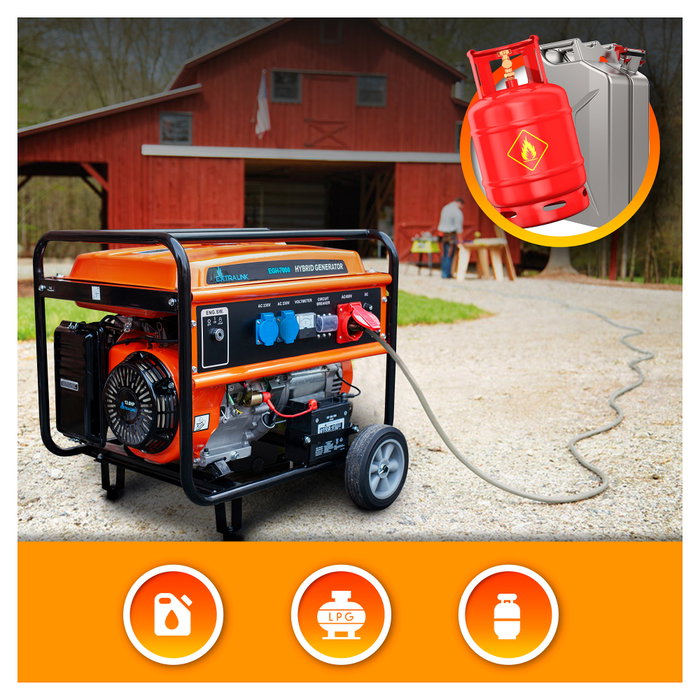 Extralink Generador de energía EGH-7000 7000 W 25 L Negro, Naranja