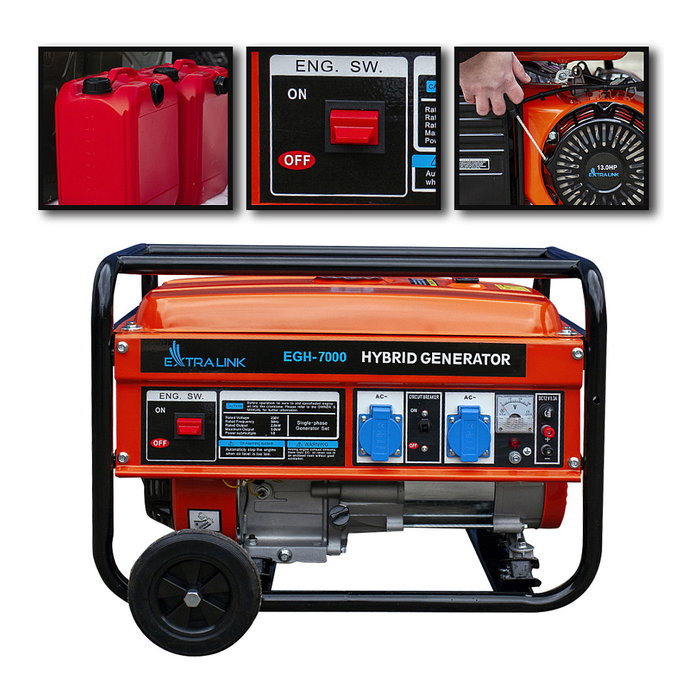 Extralink Generador de energía EGH-7000 7000 W 25 L Negro, Naranja