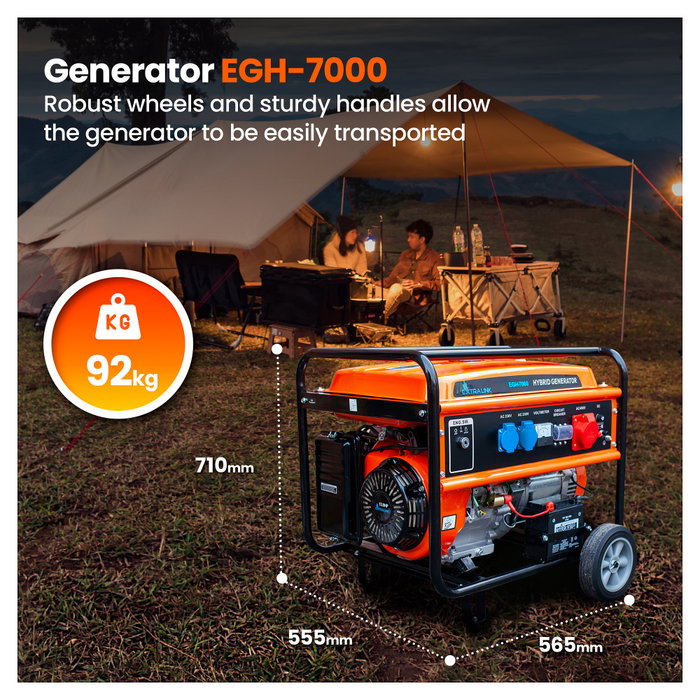 Extralink Generador de energía EGH-7000 7000 W 25 L Negro, Naranja