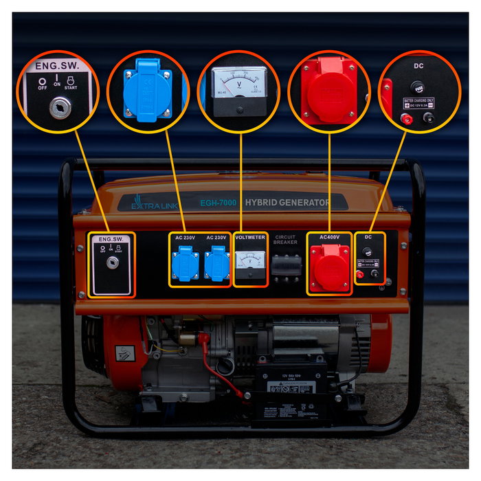 Extralink Generador de energía EGH-7000 7000 W 25 L Negro, Naranja