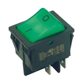 Bachmann Serie 3652 Interruptor Basculante, 2 polos, color negro / verde, para montaje en superficie