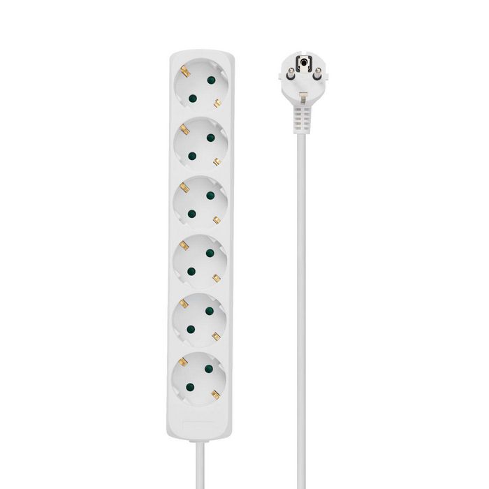 MicroConnect Regleta de 6 Tomas Schuko 3M Blanco