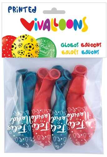 Globo Vivalloons Feliz Navidad 5 Caras Bolsa De 8 Globo Vivalloons Feliz Navidad 5 Caras Bolsa De 8