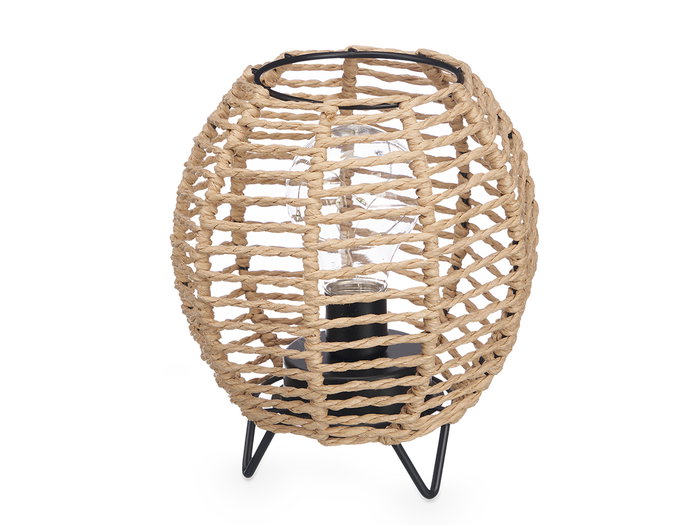 Giftdecor Lámpara Sobremesa Redonda Cuerda Metal Papel 15.5x18.5x15.5 cm Marrón (Set de 12)