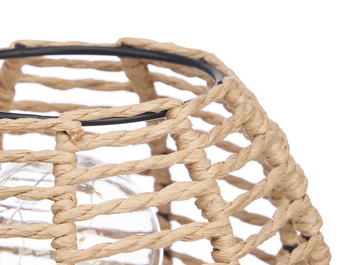 Giftdecor Lámpara Sobremesa Redonda Cuerda Metal Papel 15.5x18.5x15.5 cm Marrón (Set de 12)