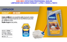 CEYS PASO SUELOS PARQUET Limpiador Uso Diario 1 LT