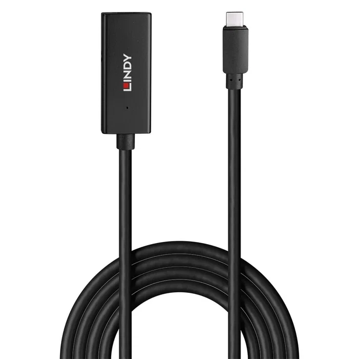 Lindy 43356 Hub USB 3.2 Gen 1 Type-C de 2 Puertos, Cable de 5 m, Velocidad 5000 Mbit/s, Negro