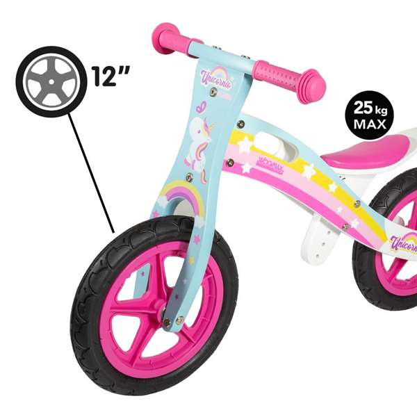 Moto Correpasillos de madera Unicornio Woomax 12" 85X37X53 cm