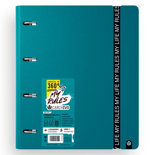 Carchivo Carpeblock 360 My Rules A4 5x5 90 gr Deep Green Con Recambio y 4 Separadores Carchivo Carpeblock 360 My Rules A4 5x5 90 gr Deep Green Con Recambio y 4 Separadores