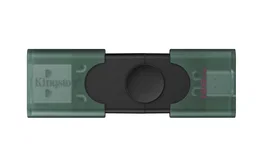 Kingston DataTraveler DuoG2 Pendrive 128GB USB-A y USB-C 3.2 Gen 1, Negro y Verde, Con Tapón Deslizante