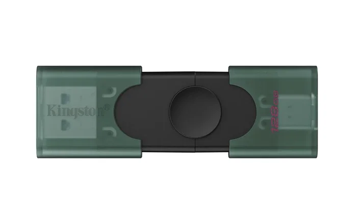 Kingston DataTraveler DuoG2 Pendrive 128GB USB-A y USB-C 3.2 Gen 1, Negro y Verde, Con Tapón Deslizante