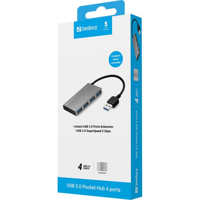 Sandberg USB 3.0 Pocket Hub 4 Ports para Ordenador
