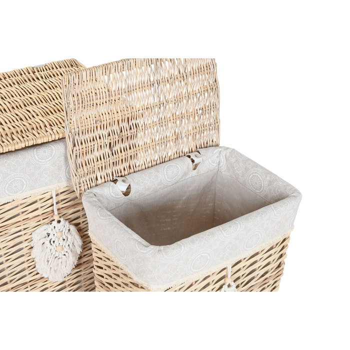 DKD Home Decor Set de 5 Cestas para la Ropa de Mimbre y Poliéster Natural
