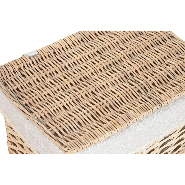 DKD Home Decor Set de 5 Cestas para la Ropa de Mimbre y Poliéster Natural