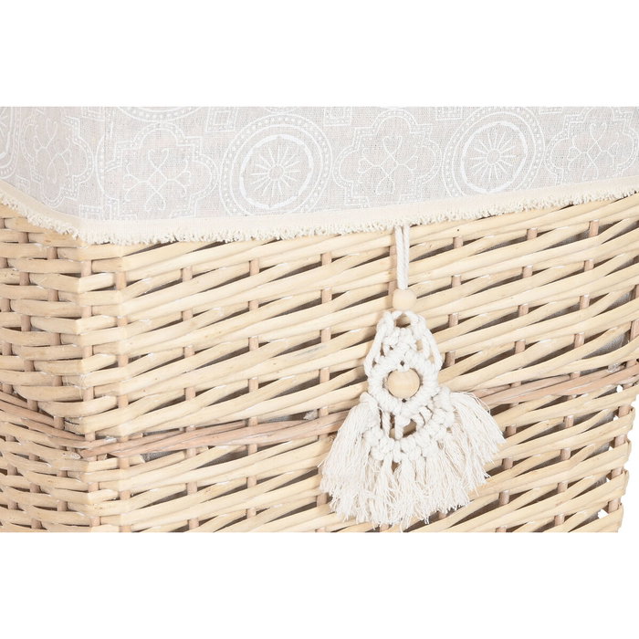 DKD Home Decor Set de 5 Cestas para la Ropa de Mimbre y Poliéster Natural