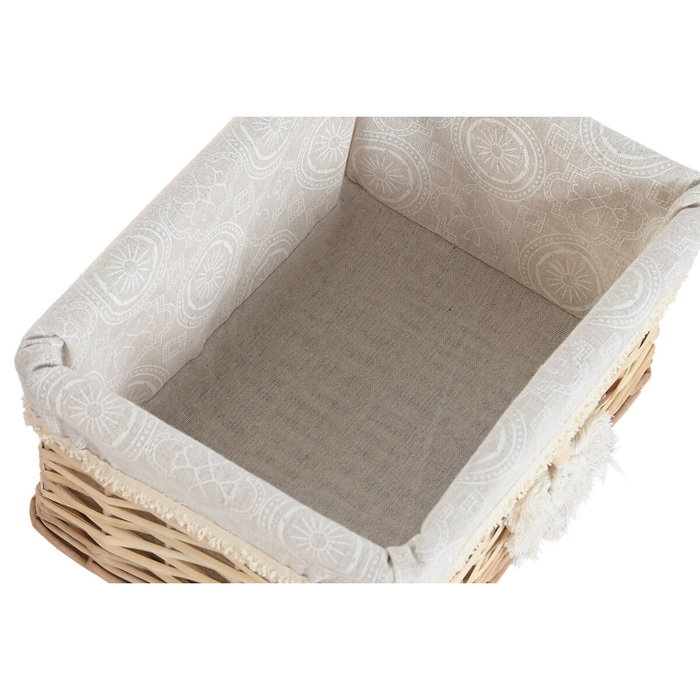 DKD Home Decor Set de 5 Cestas para la Ropa de Mimbre y Poliéster Natural