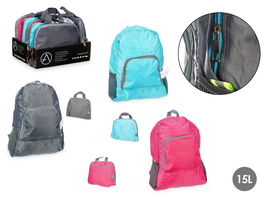 Arte Regal Mochila Plegable Ligera Azul, Gris, Rosa 20x5x22cm (Set de 12)