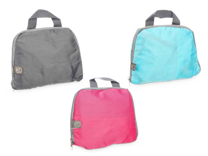 Arte Regal Mochila Plegable Ligera Azul, Gris, Rosa 20x5x22cm (Set de 12)