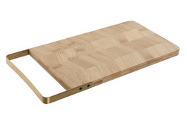 DKD Home Decor Tabla de Cortar Bambú y Metal Natural/Dorado 35,5x17,5x1,5 cm