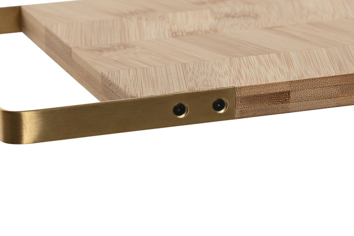 DKD Home Decor Tabla de Cortar Bambú y Metal Natural/Dorado 35,5x17,5x1,5 cm