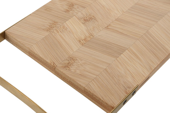 DKD Home Decor Tabla de Cortar Bambú y Metal Natural/Dorado 35,5x17,5x1,5 cm