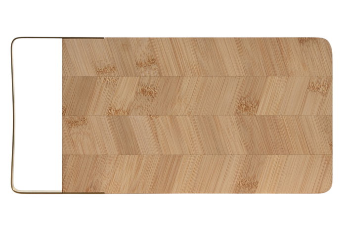 DKD Home Decor Tabla de Cortar Bambú y Metal Natural/Dorado 35,5x17,5x1,5 cm