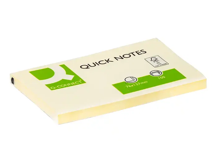 Q-connect Bloc de notas adhesivas quita y pon 76x127 mm Amarillo con 100 hojas