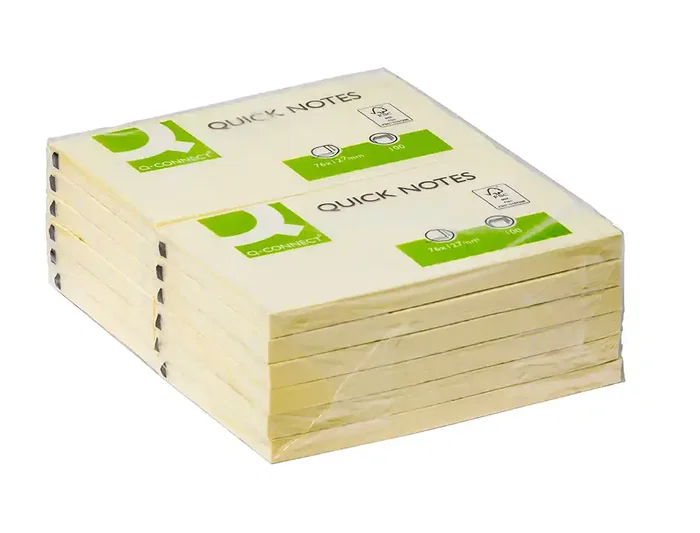 Q-connect Bloc de notas adhesivas quita y pon 76x127 mm Amarillo con 100 hojas