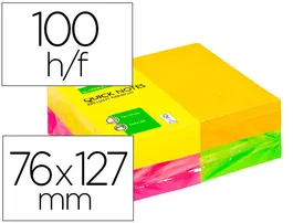 Q-connect Bloc de notas adhesivas quita y pon 127x76 mm FSC 100 hojas fluorescentes pack de 12 - surtidas en 4 colores