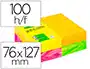 Q-connect Bloc de notas adhesivas quita y pon 127x76 mm FSC 100 hojas fluorescentes pack de 12 - surtidas en 4 colores