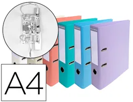 Exacompta Archivador de Palanca DIN A4, Cartón Forrado PVC, Lomo 70 mm, Colores Pastel Surtidos