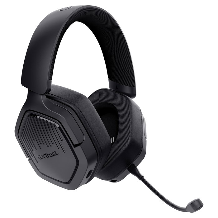 Trust GXT493 Carus Auriculares Gaming Inalámbricos y Alámbricos con Micrófono Boom, Bluetooth 2.4 GHz, USB-C, Batería 20h, Frecuencia 20-20000 Hz, Negro