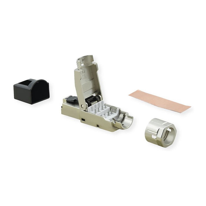 VALUE 21.99.1804 Conector RJ-45 Macho Cat8 de Zinc Plateado - Tipo Recto para Cableado de Campo