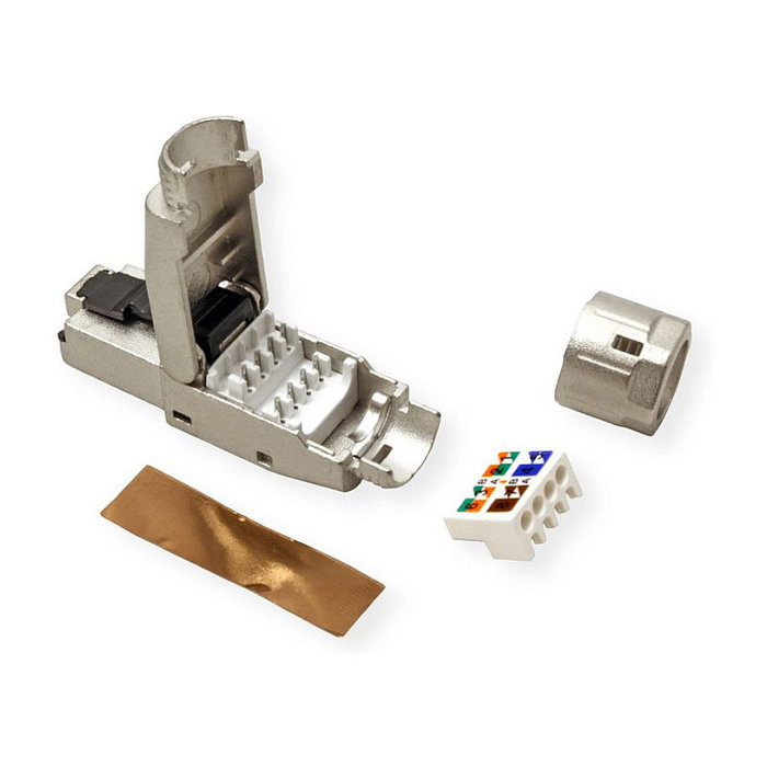 VALUE 21.99.1804 Conector RJ-45 Macho Cat8 de Zinc Plateado - Tipo Recto para Cableado de Campo