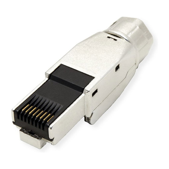 VALUE 21.99.1804 Conector RJ-45 Macho Cat8 de Zinc Plateado - Tipo Recto para Cableado de Campo