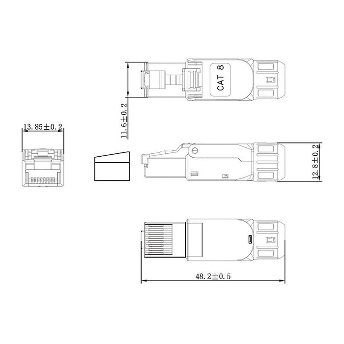 VALUE 21.99.1804 Conector RJ-45 Macho Cat8 de Zinc Plateado - Tipo Recto para Cableado de Campo