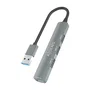 Aisens Hub USB 3.0 de Aluminio Gris con 4 Puertos