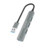 Aisens Hub USB 3.0 de Aluminio 4 Puertos Gris 10cm
