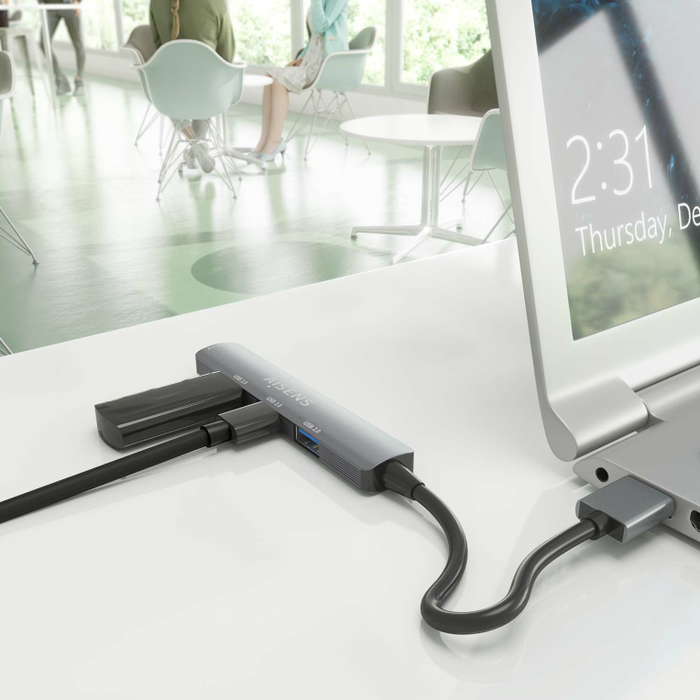 Aisens Hub USB 3.0 de Aluminio 4 Puertos Gris 10cm
