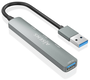 Aisens Hub USB 3.0 de Aluminio 4 Puertos Gris 10cm