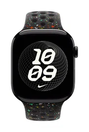 Nike Sport Band para Apple Watch 44mm 45mm 46mm 49mm - Correa Deportiva, Grupo de rock, Negro Aluminio Fluoroelastómero, Talla M/L, MGC34ZM/A