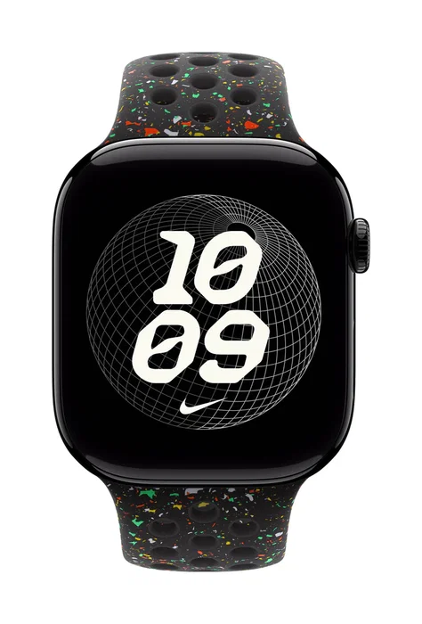 Nike Sport Band para Apple Watch 44mm 45mm 46mm 49mm - Correa Deportiva, Grupo de rock, Negro Aluminio Fluoroelastómero, Talla M/L, MGC34ZM/A