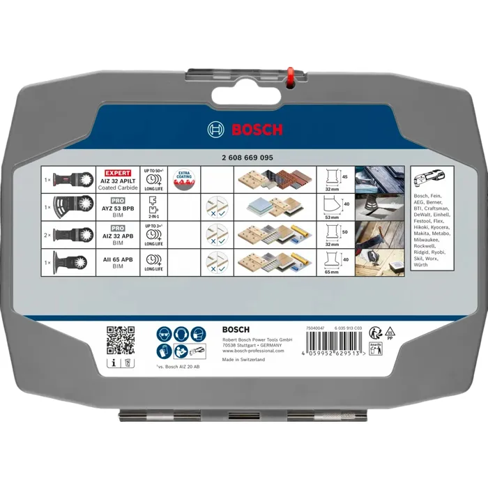 Bosch Professional - Juego de 5 hojas oscilantes BOS4059952629513 para multiherramientas, para electricistas e instaladores de paneles de yeso