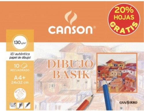 Canson Minipack de Dibujo Basik con Recuadro A4 130 g/m² (12 Hojas)