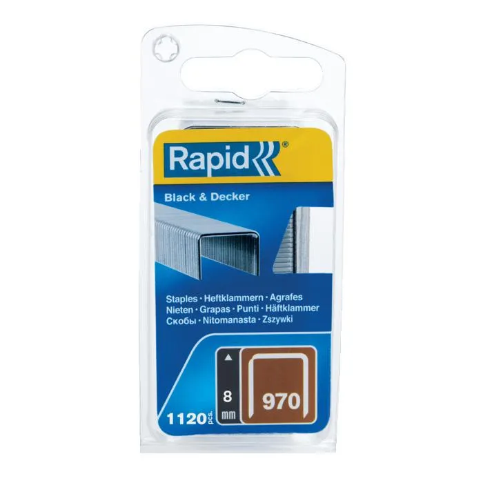 Rapid Grapas 970/8 mm Galvanizadas Alambre Plano para Herramientas Black & Decker