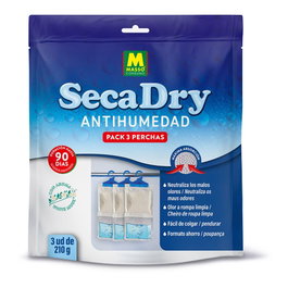 Massó Secadry Percha Deshumidificador Antihumedad, 210g, Aroma White Musk, 3 unidades - Para Armarios