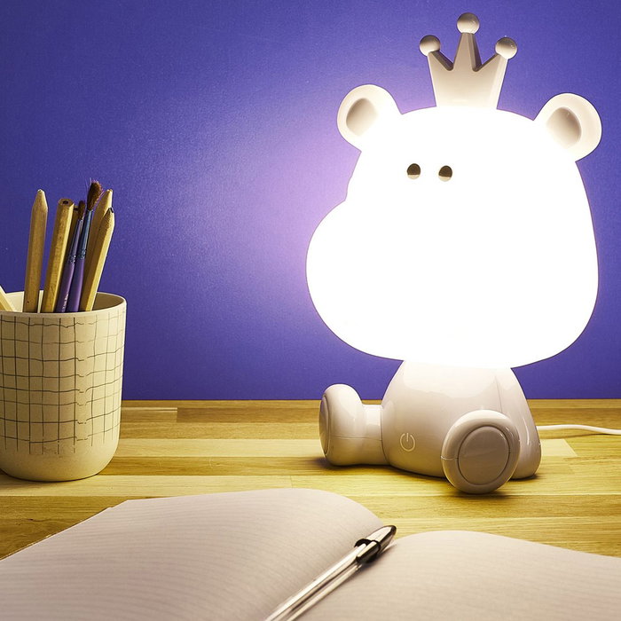 Home Deco Kids Luz Quitamiedos Led Hipopótamo Infantil 100 Leds 1W USB 6500-7000K 15x25cm